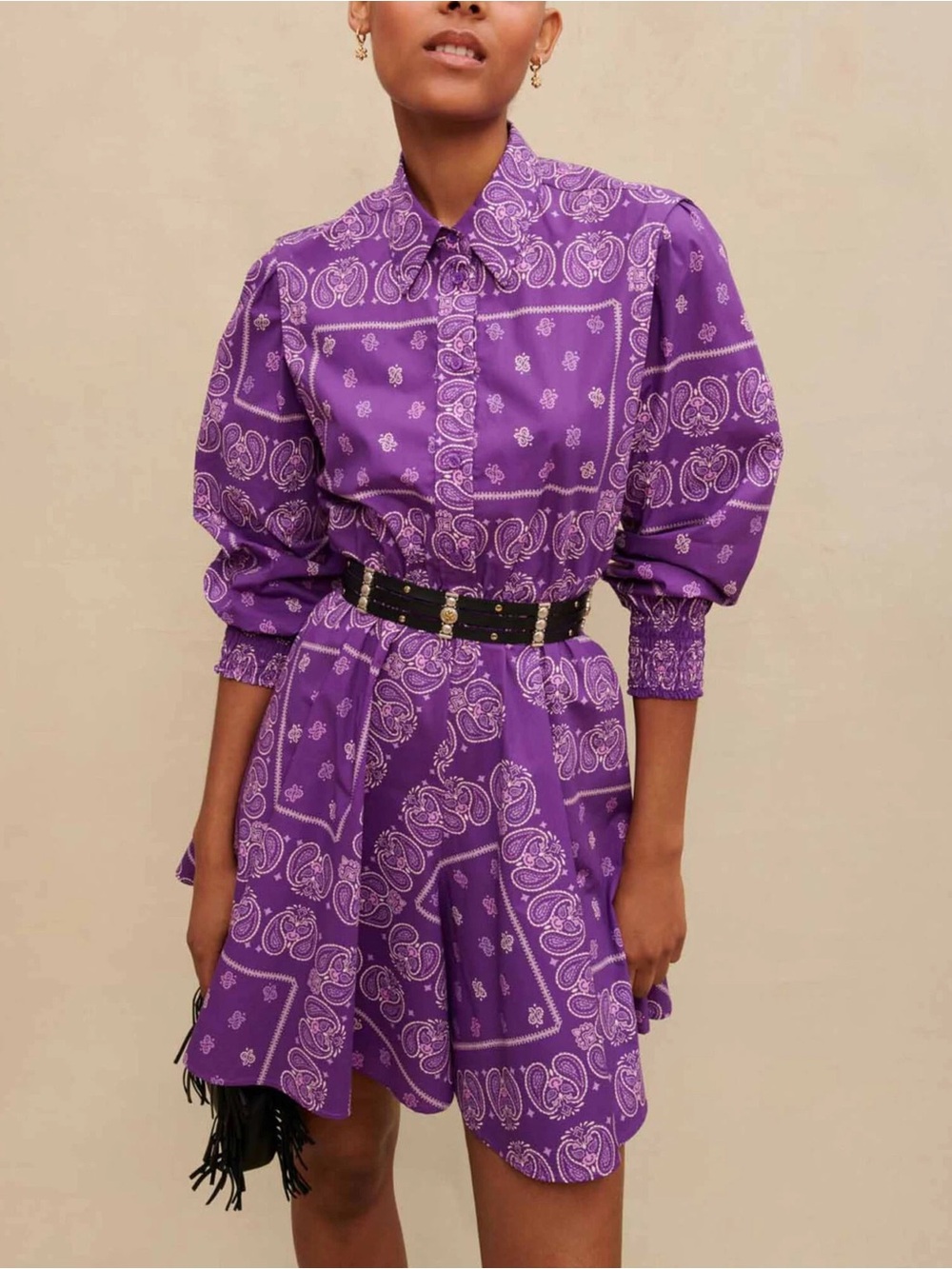 Maje Purple Paisley Print Short Dress